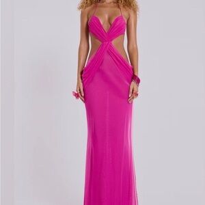 Jaded London Vibrant Pink Backless Dress